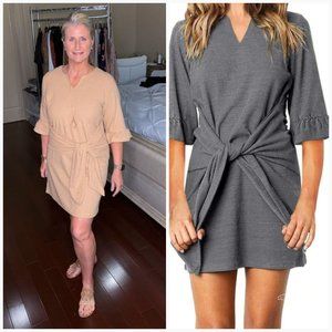 Tie-Waist Textured Mini Dress